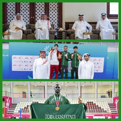8 ميداليات سعودية في افتتاح خليجية الدوحة 2026م بحضور بن جلوي
