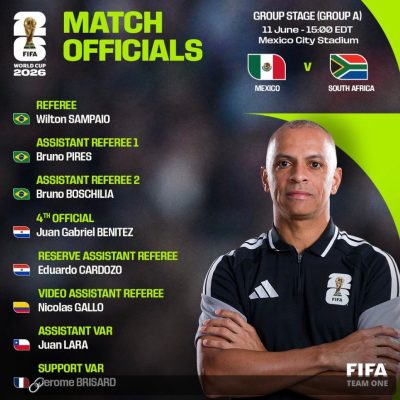 ” فيفا ” يُعلن عن طاقم التحكيم افتتاح كأس العالم بين المكسيك وجنوب إفريقيا